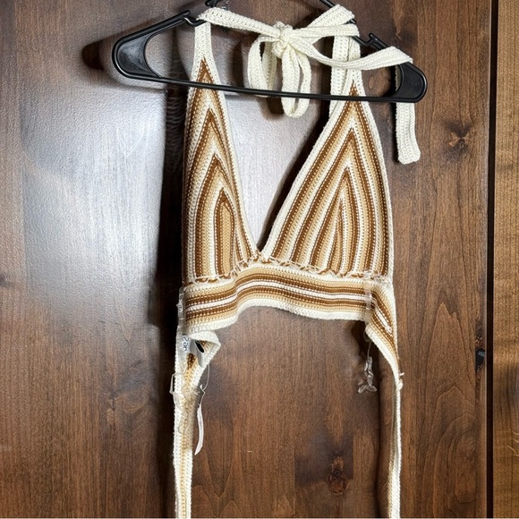 NWT Rue21 womens crochet top Size M stripe tie boho beach summer vacation tie - Picture 4 of 7